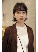 ワイドバング×前上がりボブ