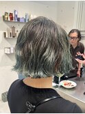 ルーツカラーデザインカラー切りっぱなしボブ毛先カラー