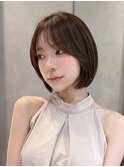 レイヤーボブ/ミルクグレージュ/韓国巻き/結べるレイヤーカット