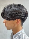 メンズセンターパートウルフセンターパートニュアンスパーマ襟足