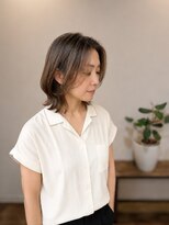 セレスト 心斎橋店(CELESTE) 【白髪ぼかし×モカベージュイノアカラー】艶感ミディで大人上品