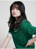 黒髪/グレーベージュ/レイヤーロング/前髪パーマ[新宿駅]