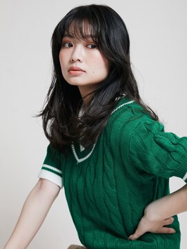 オンク 新宿(onk) 黒髪/グレーベージュ/レイヤーロング/前髪パーマ[新宿駅]