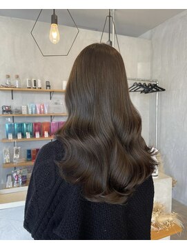 シェル 津山の手店(shel) 韓国風カラー艶髪柔らか大人可愛いオリーブブラウン