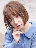 カライング(ing) 大人可愛い20代30代40代黒髪前下がりひし形小顔ボブ丸みショート