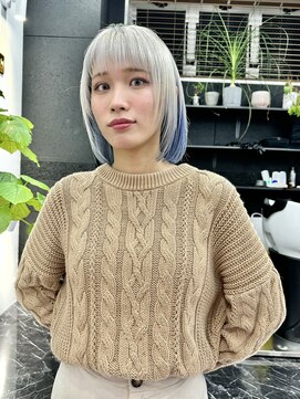 チュダック(ChuDuck) 韓国風《シルバーブルー》ハイトーン/ケアブリーチ/ダブルカラー