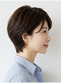 40代/50代/60代ひし形小顔ショートボブ絶壁解消白髪ぼかし△55