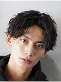 心斎橋シャドウパーマメンズマッシュウルフカット波巻きパーマ