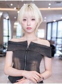 切りっぱなししボブレイヤーボブベージュカラー髪質改善艶髪小顔