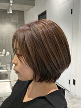 アッシュ 武蔵新城店(Ash) 甘かわいい透明感ショートボブ/ブリーチ無しのダブルカラー