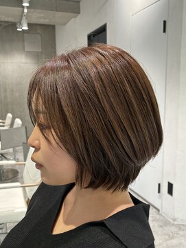 アッシュ 武蔵新城店(Ash) 甘かわいい透明感ショートボブ/ブリーチ無しのダブルカラー