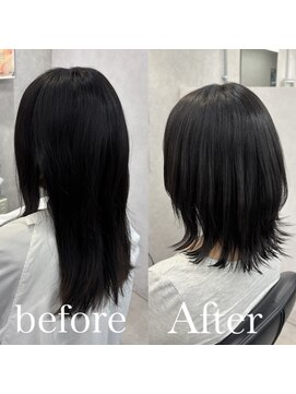 ヘアサロン ドットプラス 町田店(dot. plus) 黒髪カタログ/クラゲヘアー/オリーブグレー/町田