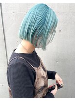 ラミエバイメルト 下北沢(lamie by melt)&nbsp;村上/ミントブルーブリーチ切りっぱなしボブ大人可愛い20代