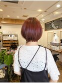 アプリコットオレンジ まるボブ あごライン