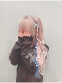 リボン散りばめハーフツイン
