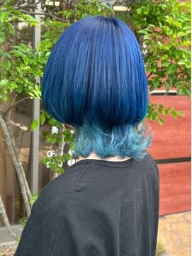 セットアップ 倉敷美和店(SET-UP) ウルフレイヤー/小顔カット/バイトーンカラー/ブルーカラー/艶髪