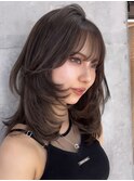 レイヤーカット小顔に見せるヘア/韓国ヘア/髪質改善/福岡/天神