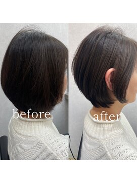 ショートの自然な縮毛矯正