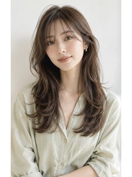 サンク(thank) イエベさんに｜淡オリーブベージュの透明感ロングレイヤー