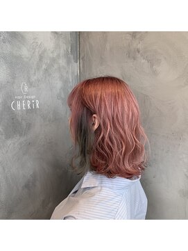 シェリール(CHERiR) ペールピンク×インナーオリーブグレージュ☆ブリーチ3回以上