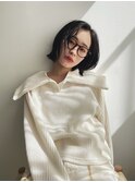 レイヤーミニウルフチェリーブラウンショート美髪前下がりボブ