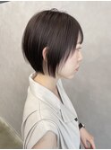 ◎20代30代40代丸みかわいいショートボブマロンベージュ