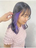 20代30代40代くびれエアリーカール韓流インナーカラーラベンダー