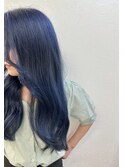 10代20代★大人かわいいダブルカラーブリーチネイビーカラー