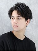 フェザーパーマナチュラルセンターパートコンマヘア