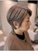 ブリーチなし！白髪を活かしてつくるグレージュ 脱白髪染め