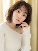 透けバング切りっぱなしゆるふわ小顔ボブパーマZ北浦和30代40代