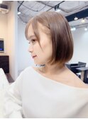 ブリーチなし/透明感/ボブ/シースルーバング/前髪/小顔/ショート