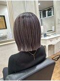 切りっぱなしボブ/ハイライトカラー/グレージュカラー