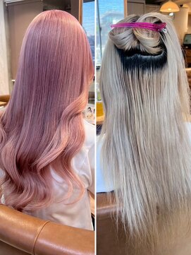 【ビフォーアフター】エクステ×カラー/ミルキーピンク