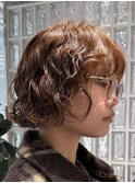 天神大名顔周りレイヤーカットミディアムボブタッセルボブパーマ