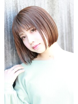 ステラ ヘア デザイン サロン(STELLA hair design salon) フラットボブ　ココアベージュ　ハイライト　S