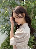 大人かわいい顔まわりレイヤー/シースルー前髪/ピンクベージュ