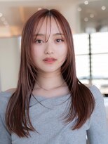 チョコグレージュ/20代30代大人かわいい/ミディアムレイヤー