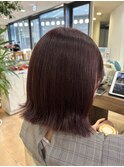 くびれヘアカシスピンク暖色カラーチェリーブラウン