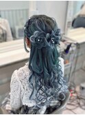 お花ハーフアップ