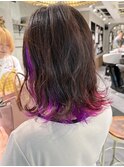 バイカラー　インナーカラー　ダブルカラー　ピンク　紫