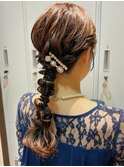 ミディアム セミロング お呼ばれヘア ヘアアレンジ ヘアセット