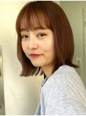 外ハネボブ フルバング 暖色ボブ