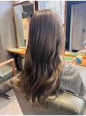 大人美人艶カラーベージュ小顔カット透明感レイヤーロング