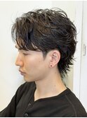 調布マレットフェザーマレットヘアフェザーパーマセンターパート