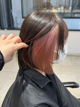 【さりげないカラーで変化を☆ニュアンスインナーカラーのミディアムボブ】初めてのデザインカラーにも◎