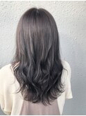 グレーベージュ 前髪 レイヤーロング 韓国 仙台 髪質改善