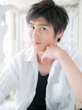 ブルー(BLUE) チャコールグレー束感スリークショート20代30代40代b水戸