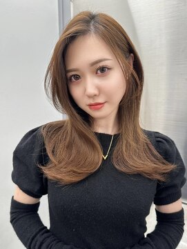 ノイズ オオサカ(NOISM) 小顔外ハネミディアムアッシュ20代30代40代くびれミディ韓国ヘア