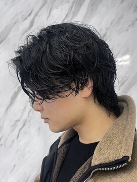 メンズヘアセンス 渋谷(MEN'S HAIR SENSE) アッシュブラック　センターパート　スパイラルパーマ